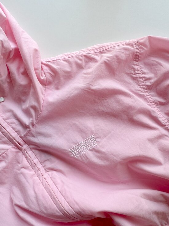 Vintage 00's WINDRIVER Pink White Nylon Hooded Windbreaker Jacket, Size L - Picture 7 of 16